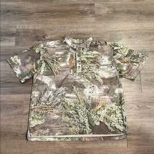 Sportman's Warehouse Bill Jordan Max 1 Real Tree S/S Henley Camo Shirt M